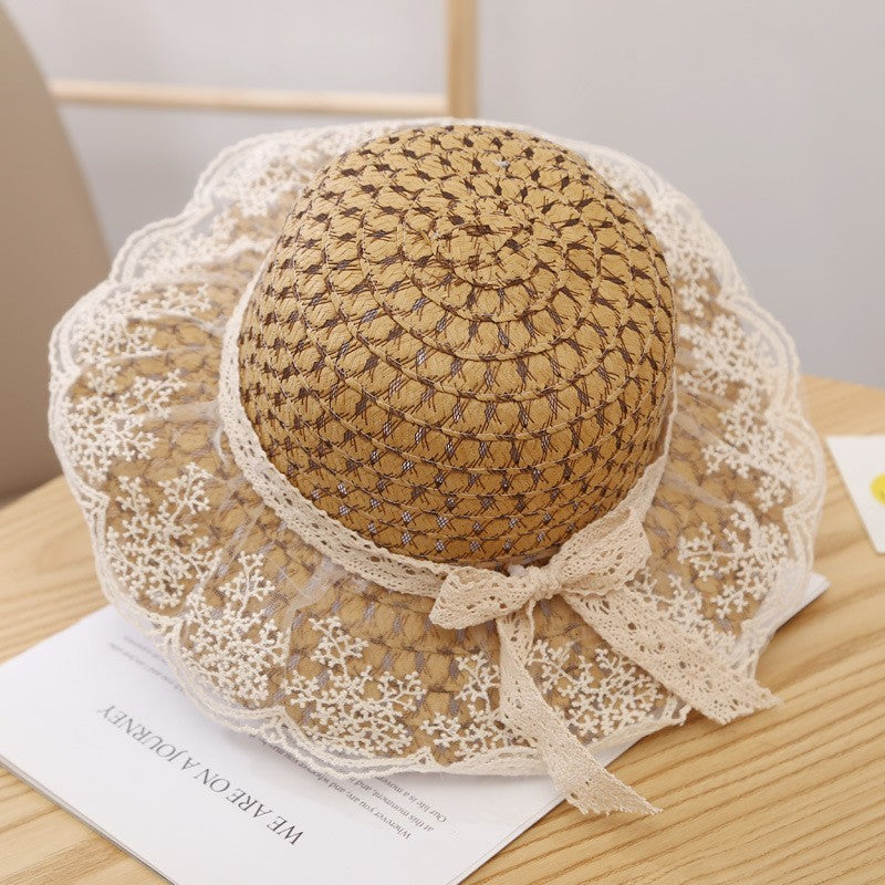 Women’s Lace Bow Straw Sun Hat – Breathable Summer Style