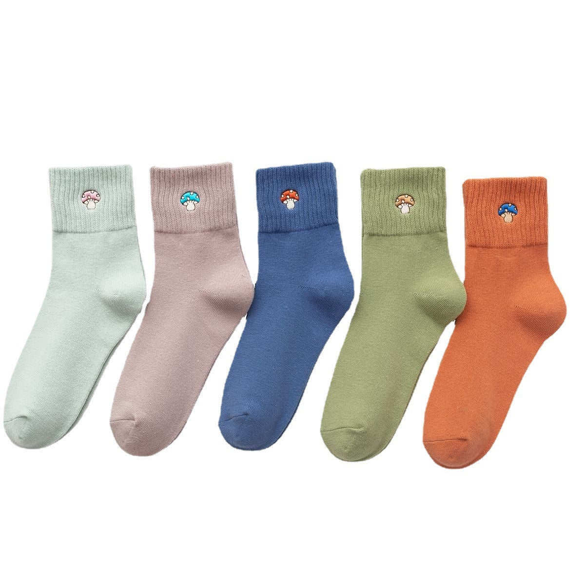 Women’s Cartoon Mushroom Cotton Crew Socks – Mid-Calf Style