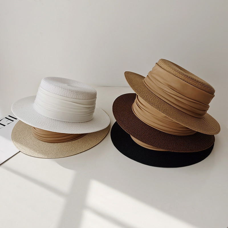 Flat Top Straw Sun Hat – French Handwoven Beach Vacation Hat