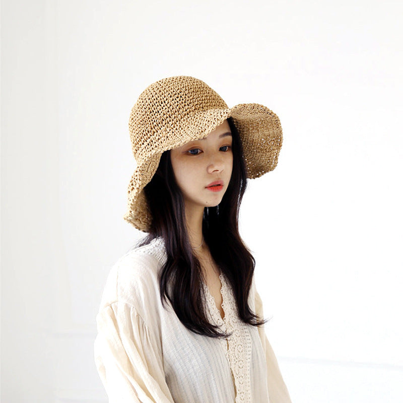 Women’s Raffia Straw Fisherman Hat – Summer Wide Brim Sun Hat