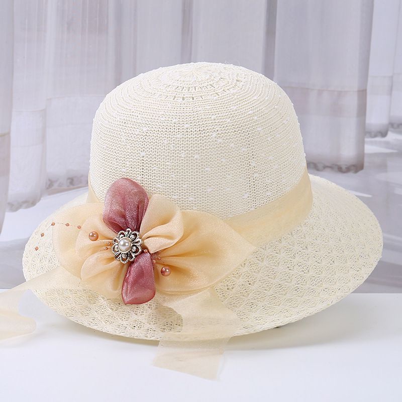 Women’s Summer Sun Hat – Lace, Ribbon & Pearl Accent Styles