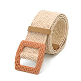 Boho Woven Waist Belt – Wide Linen-Inspired Belt with Round Buckle
