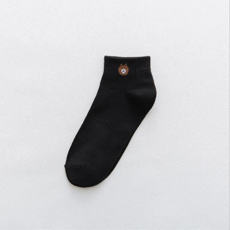 Women’s Simple Bear Ankle Socks – Casual Fashion Style