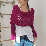 Knit Shawl Wrap – Cropped Cable Sleeve Scarf for Winter