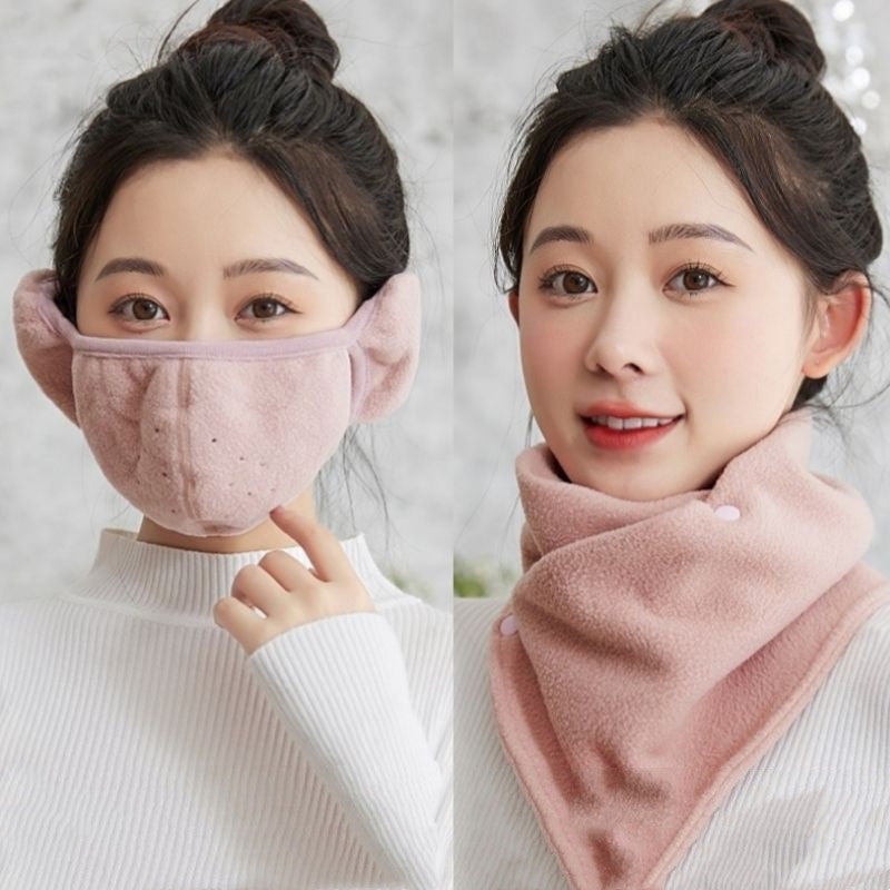 Thermal Mask & Scarf Set – Women’s Winter Warm Fleece with Ear Covers