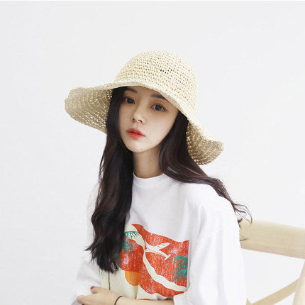 Women’s Raffia Straw Fisherman Hat – Summer Wide Brim Sun Hat