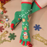 Women’s Christmas Five-Finger Socks – Cute Winter Split-Toe Holiday Design