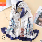 Floral Printed Silk-Look Scarf – Elegant Lightweight Shawl for All Seasons