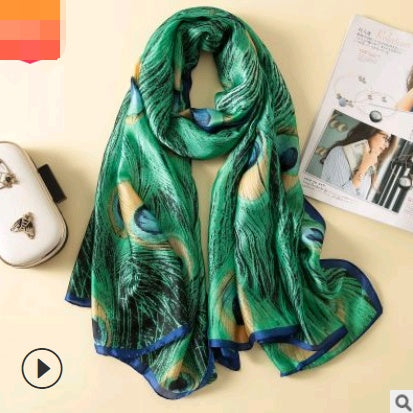 Floral Printed Silk-Look Scarf – Elegant Lightweight Shawl for All Seasons