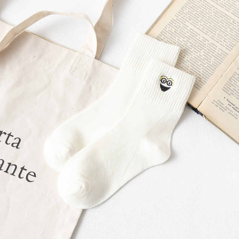 Women’s Embroidered Cotton Tube Socks – Thick Winter Style