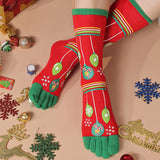 Women’s Christmas Five-Finger Socks – Cute Winter Split-Toe Holiday Design