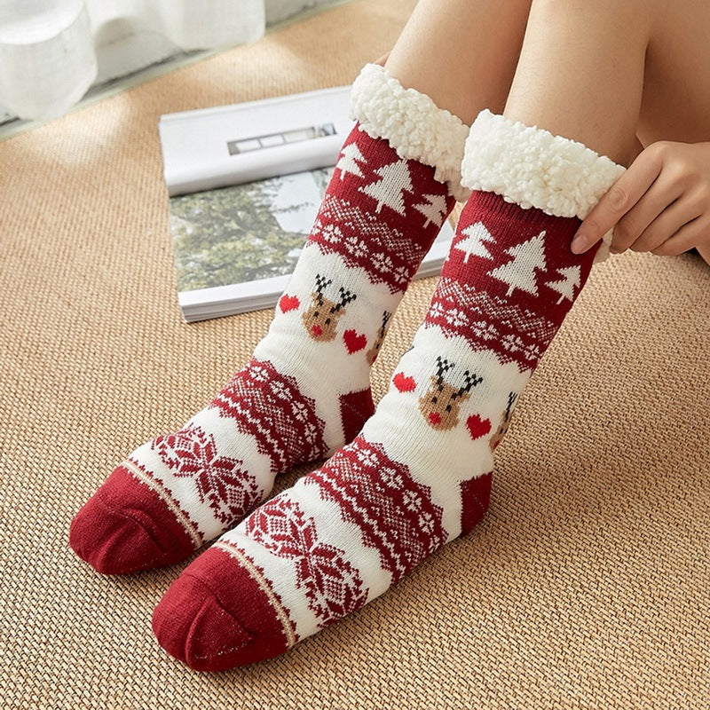 Women’s Thicken Warm High-Tube Velvet Floor Socks – Winter Cozy Design
