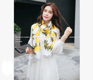 Floral Printed Silk-Look Scarf – Elegant Lightweight Shawl for All Seasons