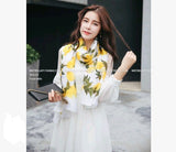 Floral Printed Silk-Look Scarf – Elegant Lightweight Shawl for All Seasons
