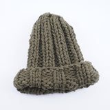 Women’s Thick Knitted Wool Beanie – Solid Color Winter Hat