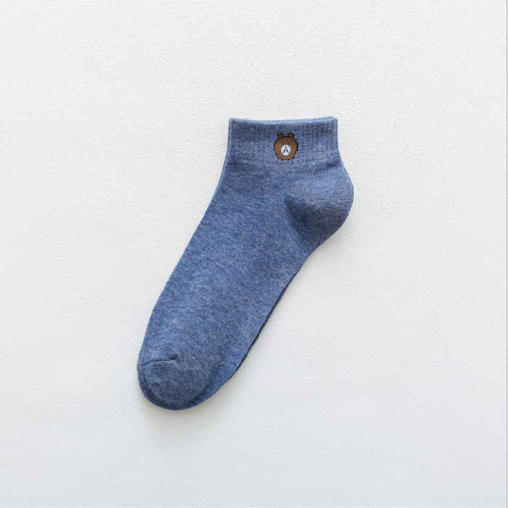 Women’s Simple Bear Ankle Socks – Casual Fashion Style