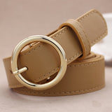 Classic Round Buckle Belt – Unisex Faux Leather Waist Accessory
