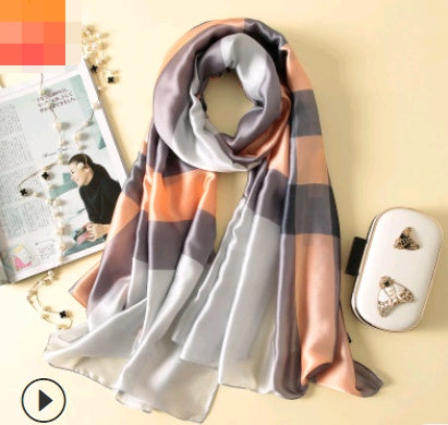 Floral Printed Silk-Look Scarf – Elegant Lightweight Shawl for All Seasons
