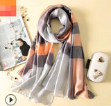 Floral Printed Silk-Look Scarf – Elegant Lightweight Shawl for All Seasons