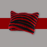 Women’s Knitted Wool Beanie – Striped Devil Horn Style