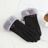 Women’s Suede Winter Gloves – Warm Wool Lined Finger Style
