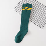 Women's Calf Cotton Socks – Striped Jacquard Breathable Cotton