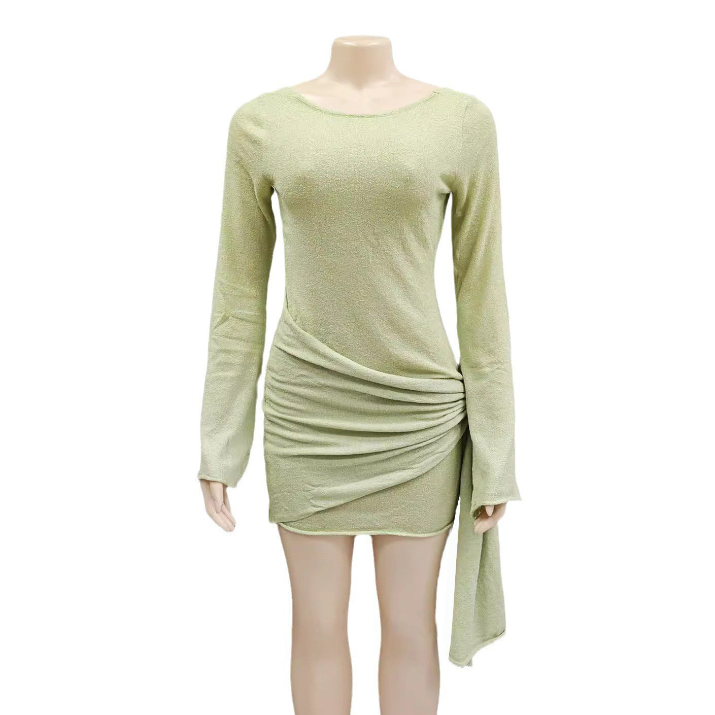 Fashionable Knitted Mini Dress – Long Sleeve High Waist Bodycon