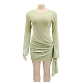 Fashionable Knitted Mini Dress – Long Sleeve High Waist Bodycon