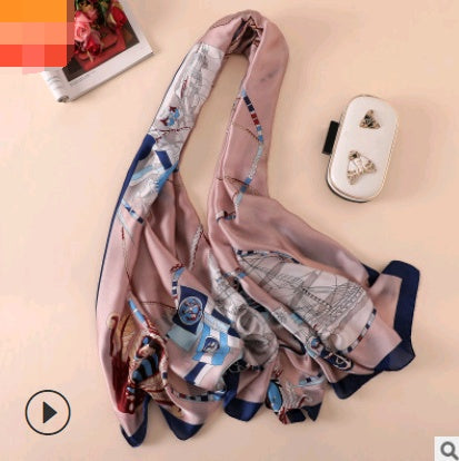 Floral Printed Silk-Look Scarf – Elegant Lightweight Shawl for All Seasons