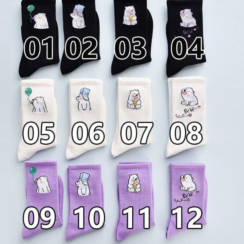 Women’s Cartoon Cotton Socks – 4 Pairs Set