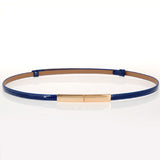 Minimalist Thin Leather Belt – Rectangular Buckle Waistband for Women
