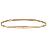 Minimalist Thin Leather Belt – Rectangular Buckle Waistband for Women