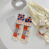 Retro Glass Silk Ankle Socks – Colorful Japanese Daisy Style