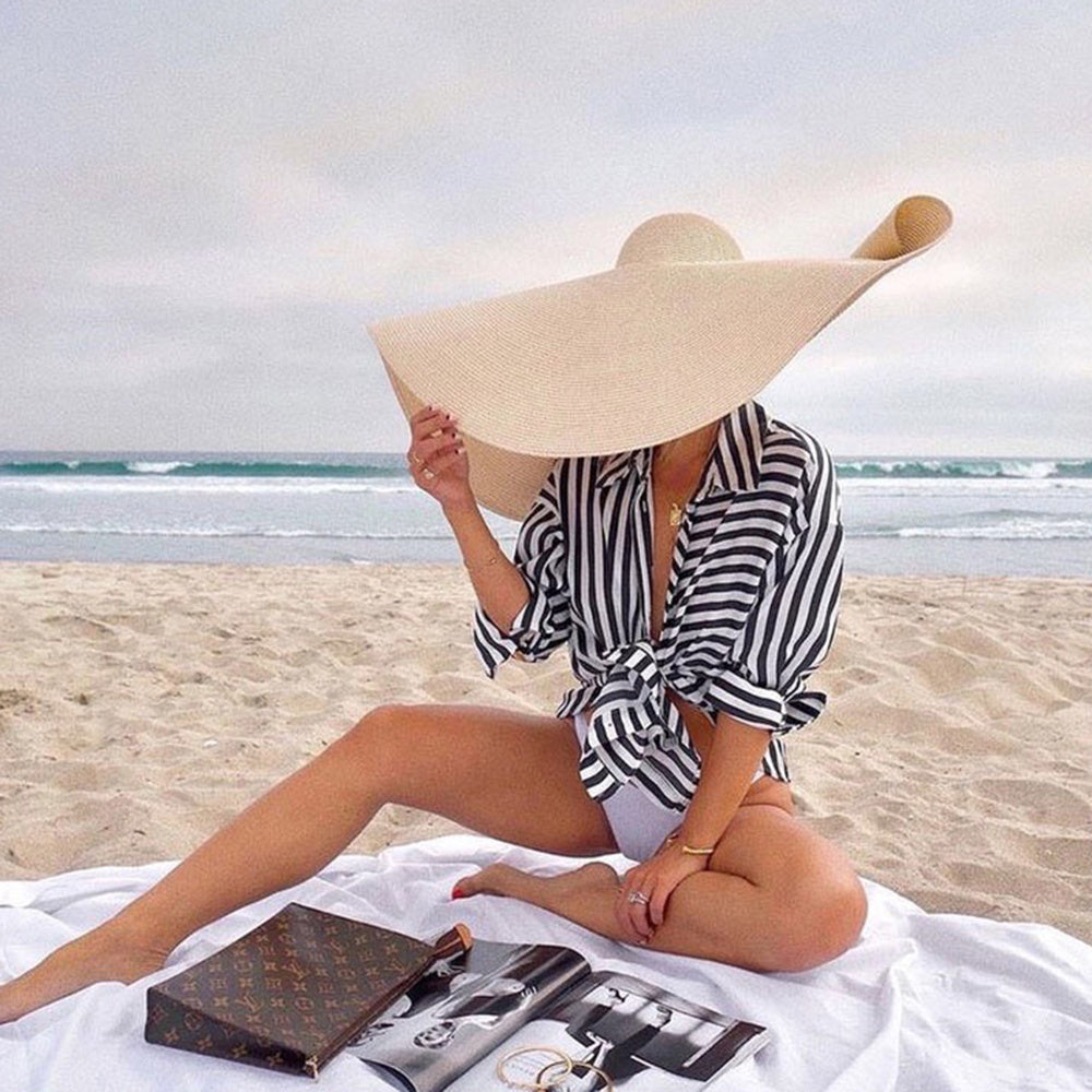 Women’s Oversized Beach Hat – 25CM Wide Brim Straw Sun Hat