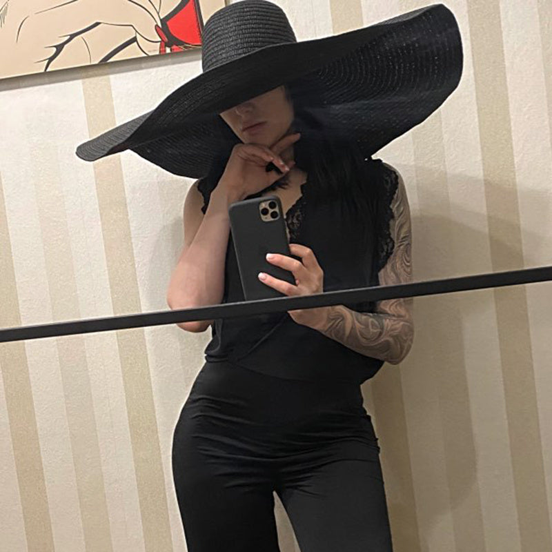 Women’s Oversized Beach Hat – 25CM Wide Brim Straw Sun Hat