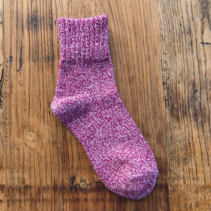 Women’s Winter Thermal Cotton Crew Socks – 5 Pairs Set