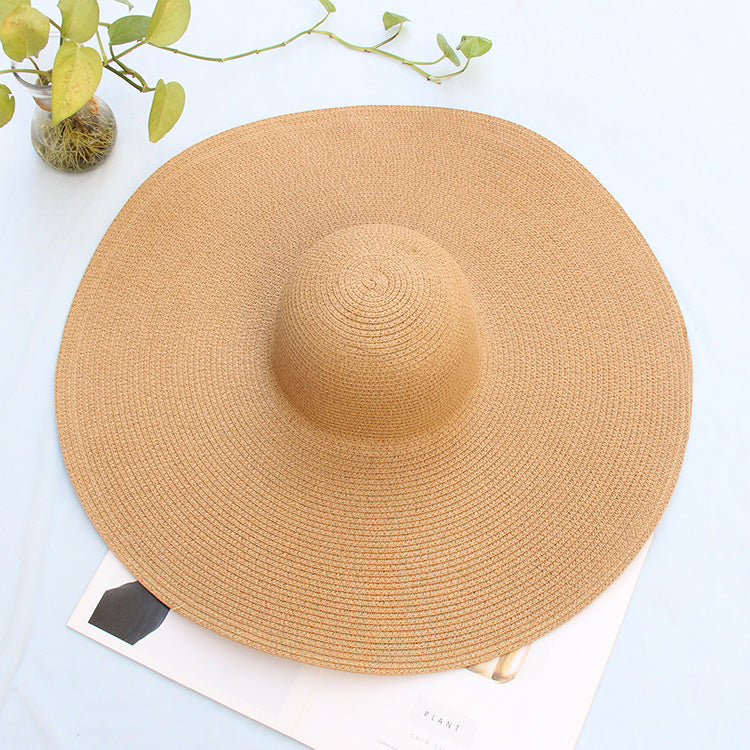 Women’s Oversized Beach Hat – 25CM Wide Brim Straw Sun Hat