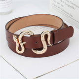 Snake Buckle Faux Leather Belt – Statement Waist Belt for Women