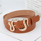 Snake Buckle Faux Leather Belt – Statement Waist Belt for Women