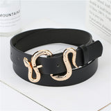 Snake Buckle Faux Leather Belt – Statement Waist Belt for Women