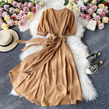 Fashion Simple Ladies Retro V Dress