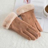 Women’s Suede Winter Gloves – Warm Wool Lined Finger Style