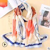 Floral Printed Silk-Look Scarf – Elegant Lightweight Shawl for All Seasons