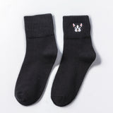 Cartoon Embroidery Cotton Crew Socks – Women’s Casual