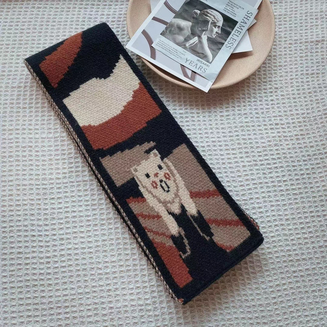 Cartoon Knit Neck Scarf – Soft Winter Wool Wrap for Women