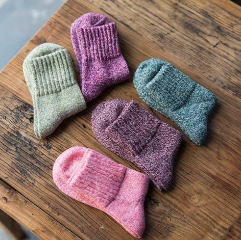 Women’s Winter Thermal Cotton Crew Socks – 5 Pairs Set