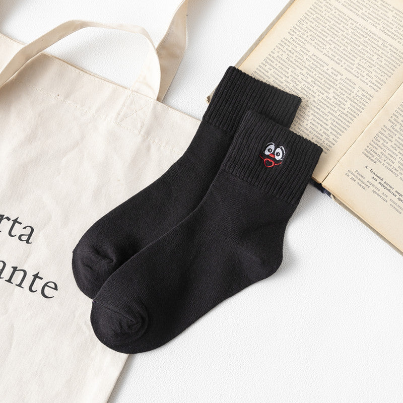 Women’s Embroidered Cotton Tube Socks – Thick Winter Style
