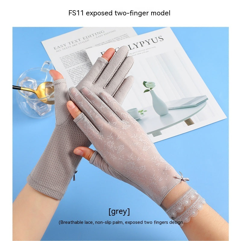 Lightweight Breathable Lace Sun Protection Gloves – Elegant Women’s UV Gloves