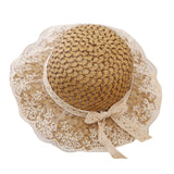 Women’s Lace Bow Straw Sun Hat – Breathable Summer Style
