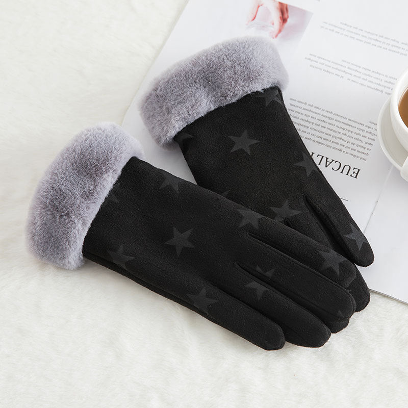 Women’s Suede Winter Gloves – Warm Wool Lined Finger Style